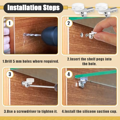 100 Pcs 1/5 Inch 5mm Shelf Pins - Cabinet Shelf Pegs with Silicone Suction Cups, Heavy Duty Shelf Pins for Support Kitchen Furniture, Shelf Pegs 5mm - color: 100-Pack