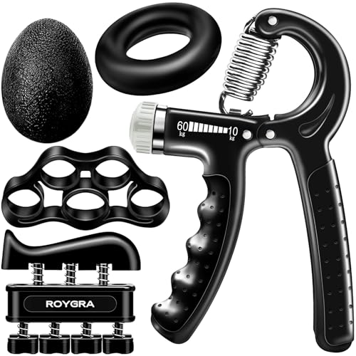 Grip Strength Trainer (5 Pack), Forearm Strengthener, Hand Strengthening Devices, Hand Exercisers for Strength, Finger Strengthener, Wrist Exerciser, Baseball Climbing Calisthenics Basketball