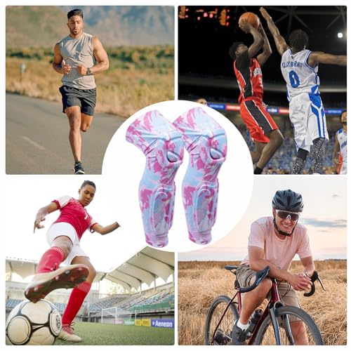 Knee Calf Padded Leg Compression Sleeve Thigh Shin Brace Protective Gear for Football Basketball Volleyball Soccer Baseball Tennis Youth Girls Adult Pink 2XL (1 Pair) - color: Pink, size: XX-Large