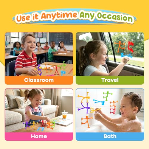 OleOletOy Suction Fidget Toys for Kids: 21 Pack Stretchy Suction Cup Sensory Toys - Bulk Fidgets for Kids Autism ADHD Classroom Prizes Party Favors - Travel Toys for Car Windows Road Trips - style: 21pcs