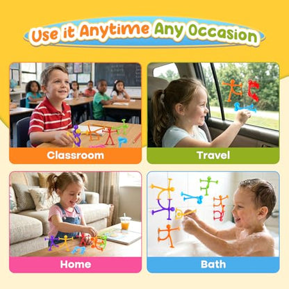 OleOletOy Suction Fidget Toys for Kids: 21 Pack Stretchy Suction Cup Sensory Toys - Bulk Fidgets for Kids Autism ADHD Classroom Prizes Party Favors - Travel Toys for Car Windows Road Trips - style: 21pcs