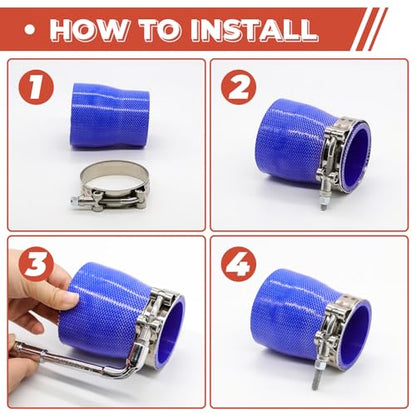 12 Pack 1.75 inch T-Bolt Hose Clamps, Stainless Steel_304 Working Range 51mm-59mm for 1.75" Hose ID, Turbo Intake Intercooler Clamp for Automotive - size: 2.00" - 2.32"(51mm - 59mm), style: 12 Pack