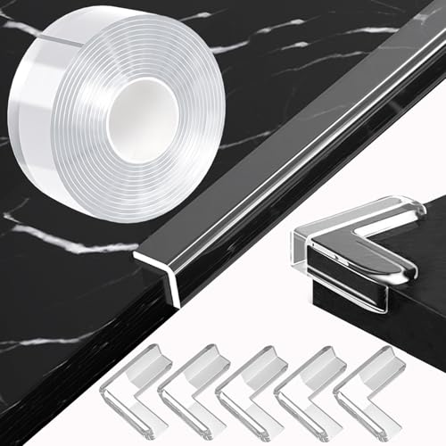 1.18 in x 16.4 FT,Clear Edge Corner Protector Baby Proofing with 6 Corners,Self Adhesive Protective Bumper Guards for Cabinet Door Desk Glass Table Bed Furniture,Kitchen Countertop - size: 1.18in x 16.4FT