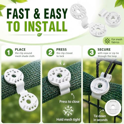 Frienda 30 Pcs White Round Shade Cloth Plastic Clips Reusable Heavy Duty Sunshade Fabric Net Clips Attachment and Placement for Sun Shade Net Anti Bird Garden Waterproof Netting Accessories