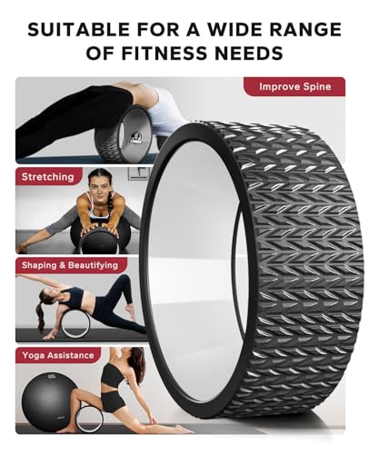 HAPBEAR Yoga Wheel Set with Exercise Ball, 12'' Back Roller Wheel for Back Pain Relief, Foam Roller for Back Stretching, Physical Therapy & Muscle Massage | Supports back stretching, balance, mobility and muscle massage for yoga, home workouts and post-ex
