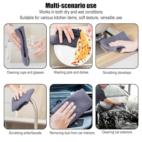 2 Pack 10 x 10 Inches Premium Microfiber Waffle Weave Kitchen Dish Cloths,Ultra Soft Absorbent Quick Drying Dish Towels,Dish Rags for Drying Dishes & Daily Kitchen Use,Gray - color: Dark Gray