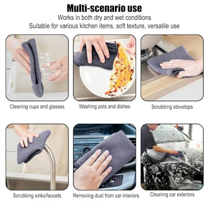 2 Pack 10 x 10 Inches Premium Microfiber Waffle Weave Kitchen Dish Cloths,Ultra Soft Absorbent Quick Drying Dish Towels,Dish Rags for Drying Dishes & Daily Kitchen Use,Gray - color: Dark Gray