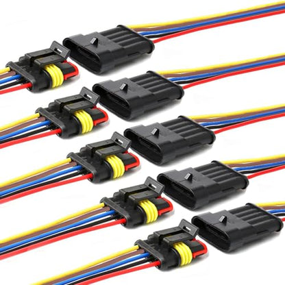 5Pin Connector,16AWG Way Car Waterproof Electrical Connector, Auto Electrical Wire Connectors Marine for Car, Truck, Boat, and Other Wire Connections.(5Pack) - size: 5pin connector--5pack