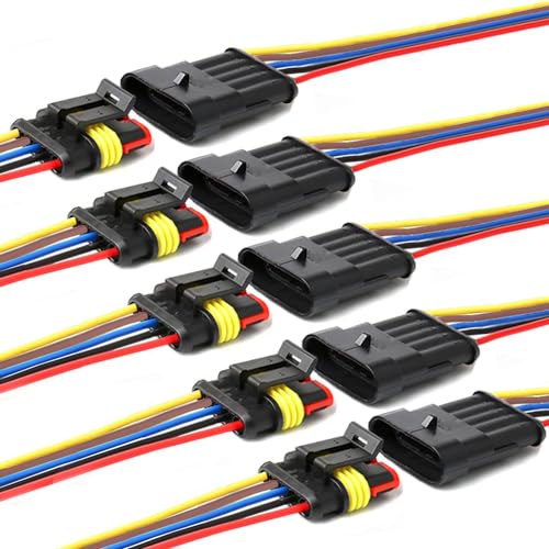 5Pin Connector,16AWG Way Car Waterproof Electrical Connector, Auto Electrical Wire Connectors Marine for Car, Truck, Boat, and Other Wire Connections.(5Pack) - size: 5pin connector--5pack