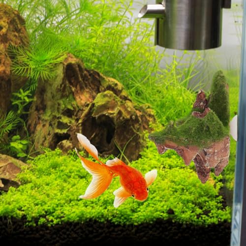 Yardwe 2Pcs Floating Aquarium Decoration Set with Suction Cup Resin Moss Rockery for Fish Tank Landscaping Suspended Underwater Scenic Ornaments for Stress-Free Aquatic Habitat