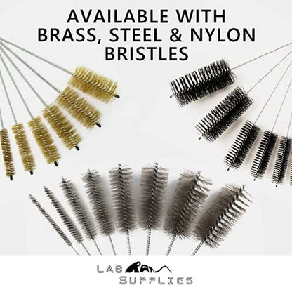 12 Inch Pipe Cleaning Brush Set with Stainless Steel Bristles, 8 Piece Variety Pack | for Auto Parts, Bottles, Guns, Tubes, etc.