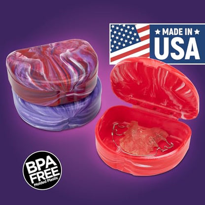 Practicon Marble Retainer Cases, Orthodontic Aligner Case, Mouth Guard Holder (3 Pack) (Wild Berry) - color: Wild Berry