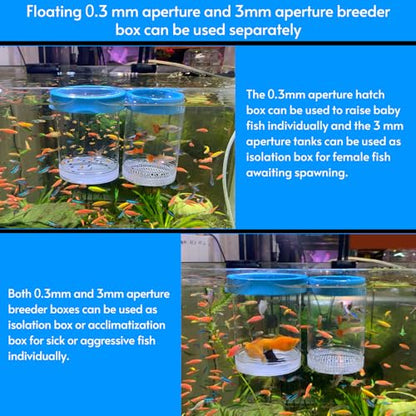 middlefloatingbreederbox Breeder Box for Fish Tank Isolation Aquarium Separator Hatchery Incubator for Guppy Baby Betta Saltwater Clownfish Coral Aggressive or Injured Fish (Middle Two-Piece Set)