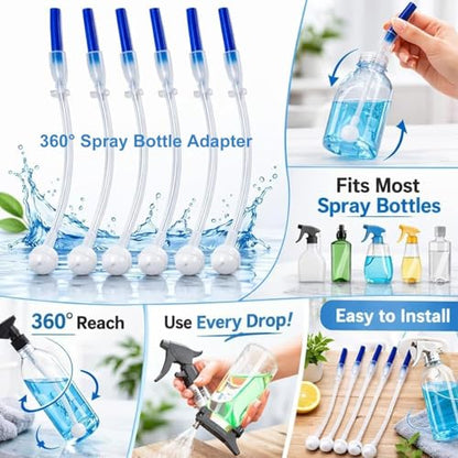 3-Pack Universal Fit 360° Spray Bottle Adapter, Universal Connector, Weighted Tube Replacement for Sprayers, Upside Down Multi-Angle Sprayer Attachment (Not Includes Spray Bottle + Nozzle)
