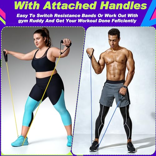 Leyndo 5 Pcs Exercise Resistance Bands with Handles, 5-Level