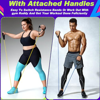 Leyndo 5 Pcs Exercise Resistance Bands with Handles, 5-Level
