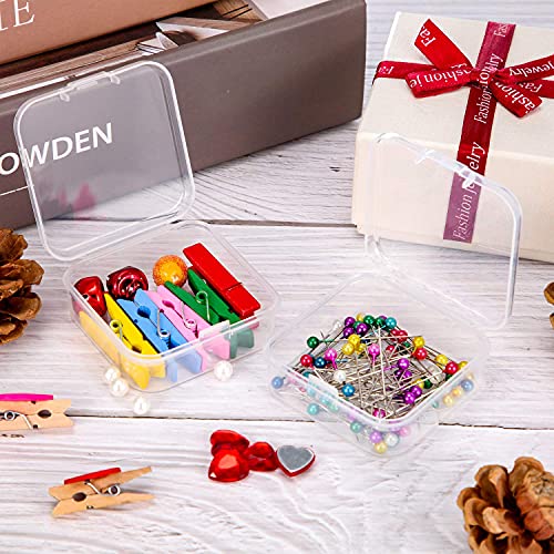 24 Packs Small Clear Plastic Beads Storage Containers Box with Hinged Lid for Storage of Small Items, Crafts, Jewelry, Hardware(2.12 x 2.12 x 0.79 Inches) - size: 2.12 x 2.12 x 0.79 Inches