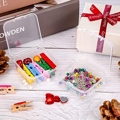 24 Packs Small Clear Plastic Beads Storage Containers Box with Hinged Lid for Storage of Small Items, Crafts, Jewelry, Hardware(2.12 x 2.12 x 0.79 Inches) - size: 2.12 x 2.12 x 0.79 Inches