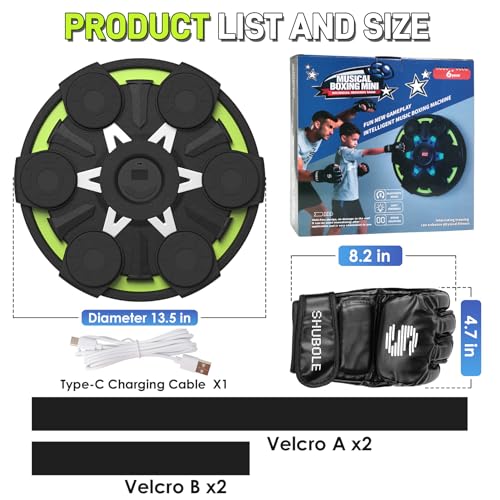 Music Boxing Machine for Kids & Adults - Wall Punching Pad with Lighting, 9-Speed Bluetooth Boxing Game with Gloves, Wall Mounted Exercise Equipment, 2026 Upgrade Boxing Equipment for Kids Age 6+ - color: Green