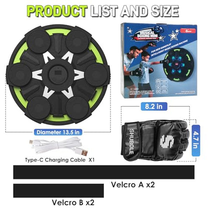 Music Boxing Machine for Kids & Adults - Wall Punching Pad with Lighting, 9-Speed Bluetooth Boxing Game with Gloves, Wall Mounted Exercise Equipment, 2026 Upgrade Boxing Equipment for Kids Age 6+ - color: Green