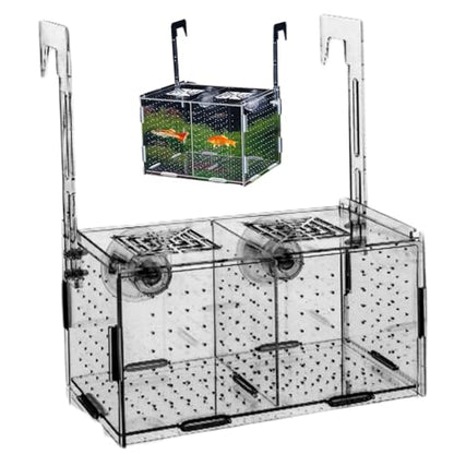 Fish Breeding Box, Transparent Insulation Breeder Box for Fish Tank, 8x4x4 Detachable Acrylic Small Fish Tank with Suction Cups for Shrimp, Clown Fish and Guppy Fish Breeder Box for Aquarium
