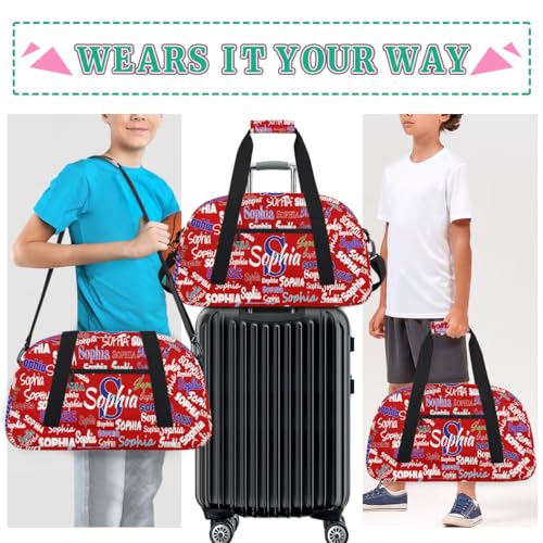 Custom Sports Duffel Bag Boys Personalized Kids Gym Bag, Red - color: Color 1