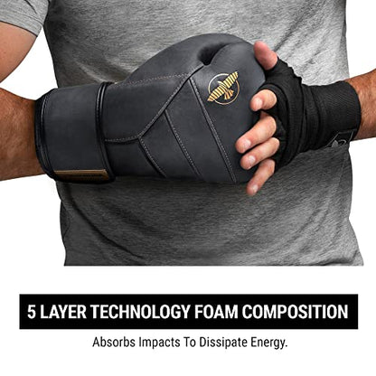 Hayabusa T3 LX Leather Boxing Gloves | Leather Boxing Gloves, Training Gloves Men and Women, Sparring Gloves, Heavy Bag Gloves, 16oz Boxing Gloves, Muay Thai Gloves - color: Obsidian/Gold, size: 14oz