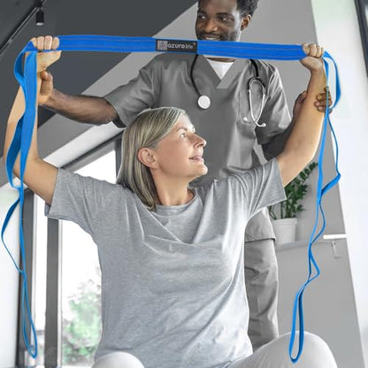 A AZURELIFE Premium Durable Stretch Straps with Loops, Stretching Strap for Physical Therapy, Multi-Loop Yoga Strap Fitness Exercise Strap for Yoga, Pilates, Dance, Flexibility&Exercise - color: #1-Blue