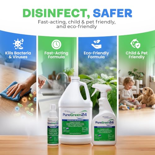 PureGreen24 Disinfectant Spray |Kills COVID-19 Norovirus RSV | Starter Pack