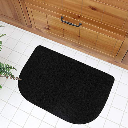 COSY HOMEER 27X18 Inch Anti Fatigue Kitchen Rug Mats are Made of 100% Polypropylene Half Round Rug Cushion Specialized in Anti Slippery and Machine Washable (Black 1 pc) … - color: Black, size: 1'6" x 2'3" (Semicircular)