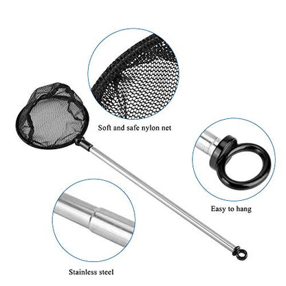 Aquarium Fish Net 3.5" Round Fish Net Extendable with 2 Units Coral Feeder Long Syringe 50 ML