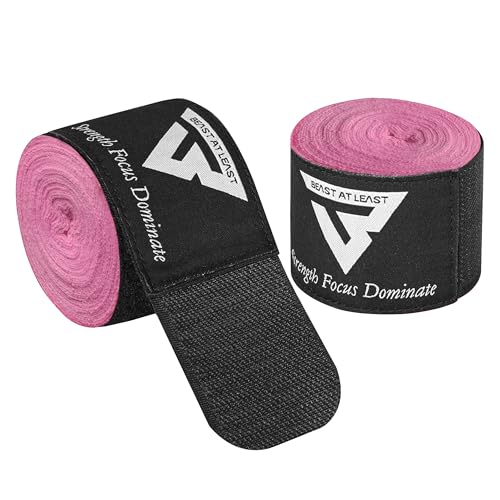 Boxing Hand Wraps, 180 Inches Inner Gloves with Thumb Loop | Elasticated Knuckle Protection for Martial Arts | Soft Under Mitts for Muay Thai, Kickboxing, MMA, Punching Bag Men Women - color: Pink
