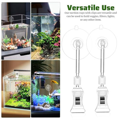 LIOOBO Aquarium Suction Cup Clips 3-Pack Adjustable Fish Tank Veggie Clips Air Pump Holder Clips for Secure Attachment and Versatile Aquarium Accessories
