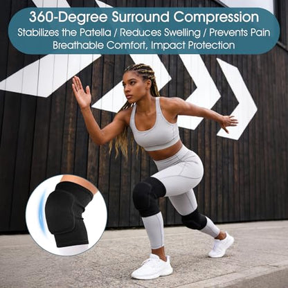Volleyball Knee Pads 1 Pairs Soft Black Kneepads for Women Youth Girls, for Sports Dance Football Yoga Tennis Running Cycling Workout, Athletic Knee Pads for Volleyball Players (Black, Medium) - size: Black, Medium
