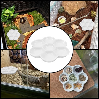 4.53" Hermit Crab Ceramic Food Dish,7 Compartments Ceramic Anti-Turning Food & Water Bowl for Hermit Crab Tarantula Snail - size: 4 inch