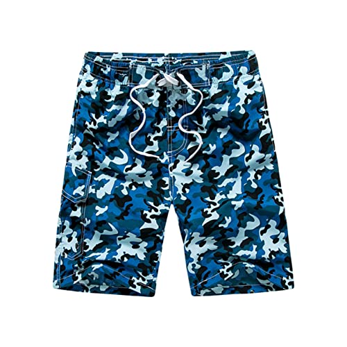 Maiyifu-GJ Men's Camo Quick Dry Swim Trunks Printed Beach Board Shorts with Pockets Mesh Lining Bathing Suits Swimwear - color: Blue, size: XX-Large