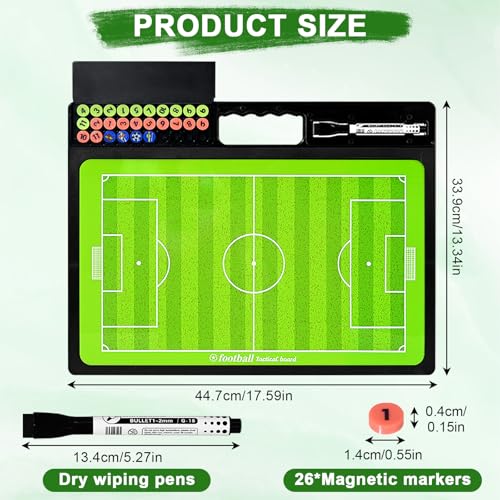 Soccer Coaching Board, Double-Sided Magnetic Tactics Clipboard