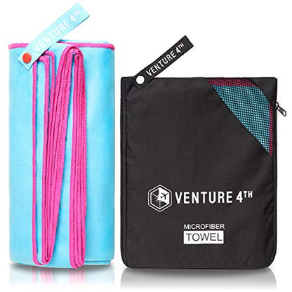 VENTURE 4TH Quick Dry Travel Towel, Ultra Soft Microfiber - 3 Sizes - color: Blue Pink, size: 72.00" x 31.50"