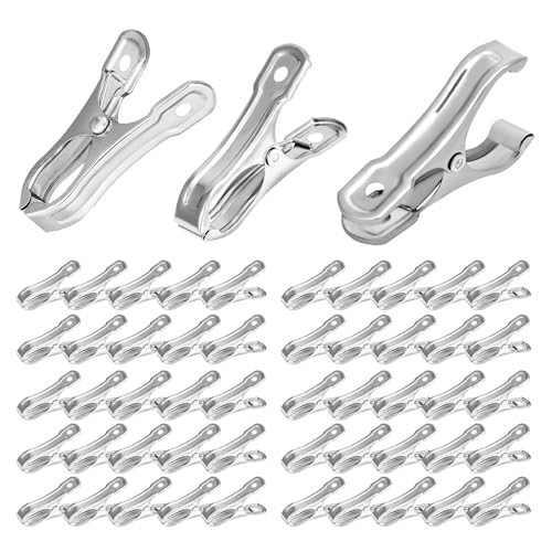 50PCS Garden Clips, Stainless Steel Greenhouse Clamps, Strong Grip Greenhouse Clips, Metal Clips for Netting, Shade Cloth, Plant Cover on Garden Hoops or Greenhouse Hoops by EGYPAMID