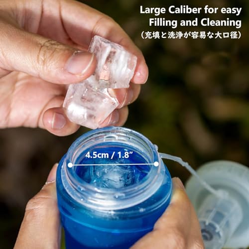 JEELAD Soft Folding Water Bottles TPU Collapsible Flask Hydration Pack Vest Ideal for Running Hiking Cycling Outdoor (03 Blue - 500ml(16.9oz)) - color: 03 Blue - 500ml(16.9oz)