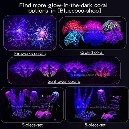 Soft Silica Gel Moves Naturally with Water Flow, Aquarium Decorations Glow in The Dark, Glowing Coral Ornaments for Fish Tank Decorations (Purple, Equinox)