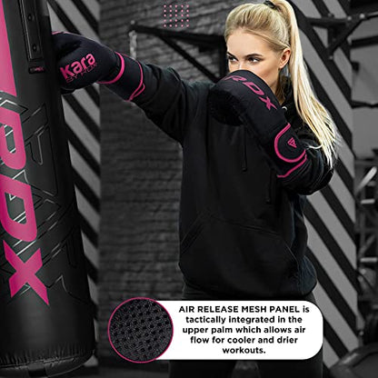RDX Boxing Gloves, Pro Training Sparring, Maya Hide Leather, Muay Thai MMA Kickboxing, Men Women Adult, Heavy Punching Bag Focus Mitts Pads Workout, Ventilated Palm, Multi Layered, 8 10 12 14 16 18 Oz - color: PINK, size: 10 OZ