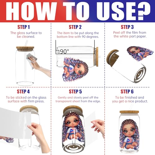 UV DTF Cup Wrap Transfer Stickers Rub On Transfers 4 Sheets Puerto Rico Gril Tumblers Water Bottles Mugs Glasses Cups