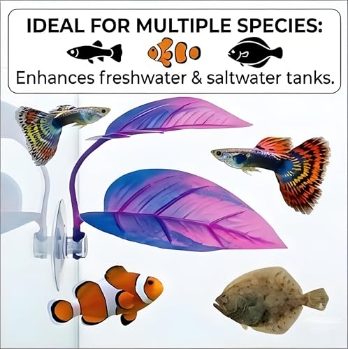 Betta Hammock - Purple Fish Leaf Bed for Bettas, Guppies and Clownfish Aquarium Decoration with Suction Cup
