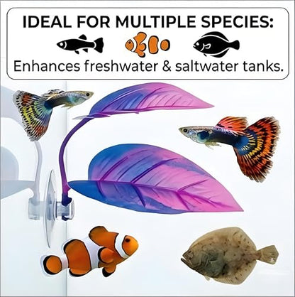 Betta Hammock - Purple Fish Leaf Bed for Bettas, Guppies and Clownfish Aquarium Decoration with Suction Cup