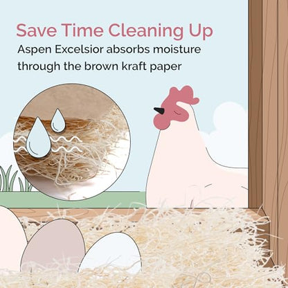 Chicken Nesting Pads (10 Pack) USA Grown, 100% Biodegradable, Sustainably Harvested, Aspen Excelsior Pads, 13"x13", Chicken Nesting Box Pads