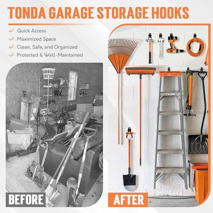 TONDA Garage Hooks, 20 Pack Wall Storage Hooks for Bike, Ladder and Tools - color: Black