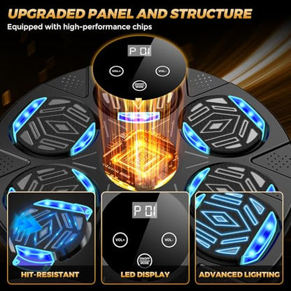 Music Boxing Machine, Wall Mounted Bluetooth Punching Pad with Gloves - color: Dark black