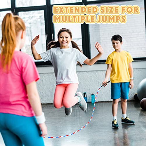 Zubebe 16-foot Double Dutch Jump Ropes Bulk Segmented Skipping Colorful Beaded Ropes for Kids Adults Fitness Physical Education Gym Class School Sports Outdoor Activities, Red White and Blue