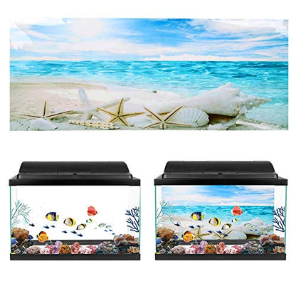 Aquarium Background Poster Decorative PVC Sticker, Fish Tank Decor Sticker with Lifelike Ocean Scene, Non - Film for Freshwater Saltwater (61 * 41cm)